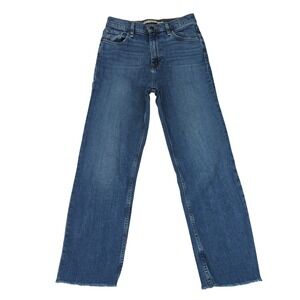 Hudson Remi ATM Wide Leg Crop Jeans Women's Size 28 Dark Wash Raw Hem Denim